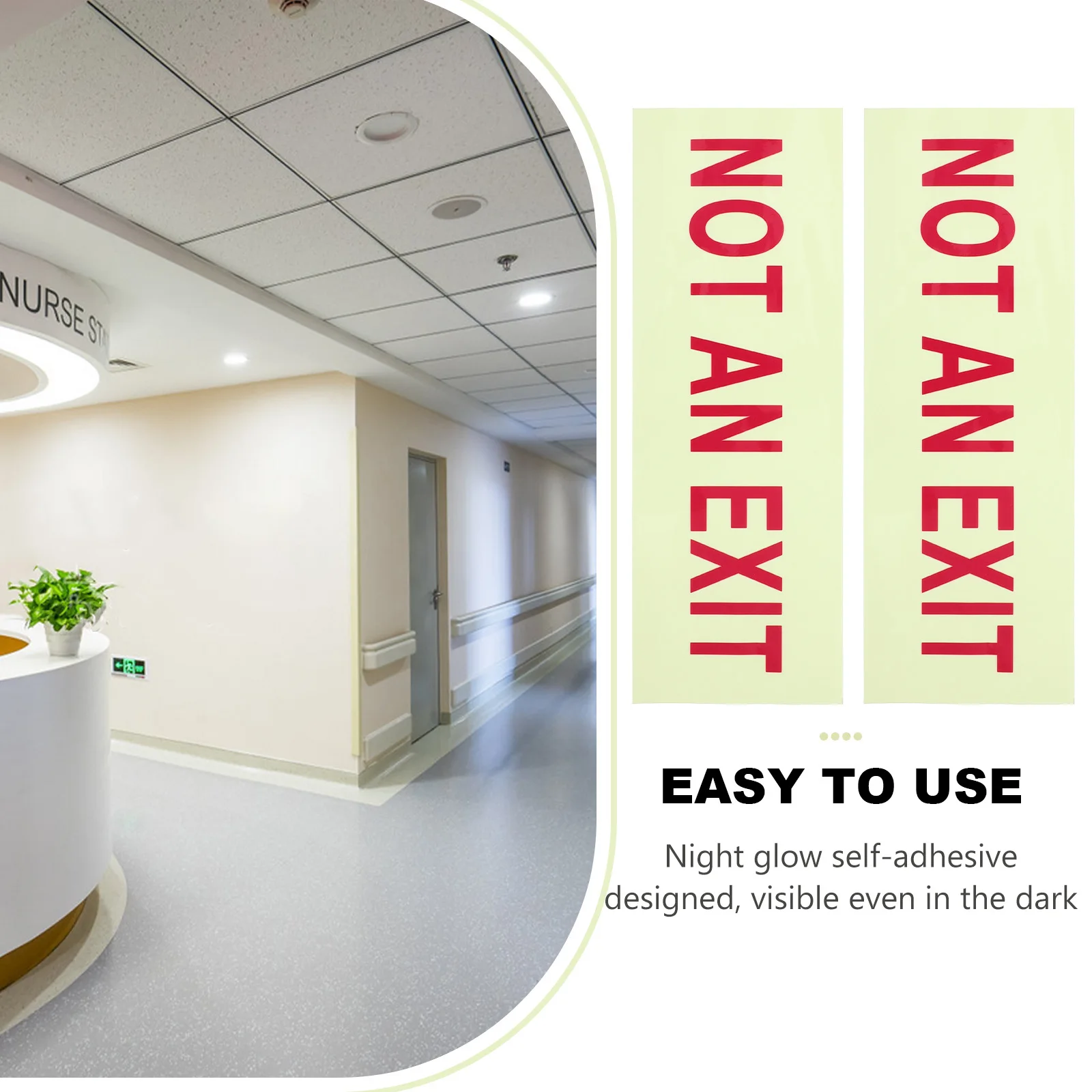 

2Pcs Glow in Dark Not An Exit Signs Self Adhesive Emergency Safety Door Warning Signs for Business Public Area