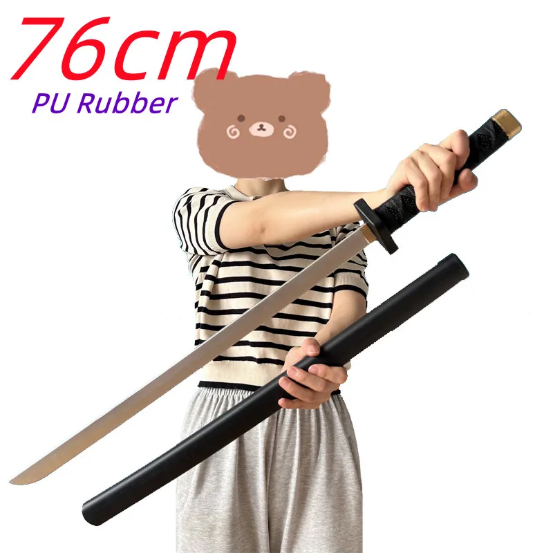 WW 1:1 Samurai Sword Cosplay Killer Sword Japanese Ninja Styles Weapon Prop Black Sword Cos Safety PU Halloween Kid Adult Gift