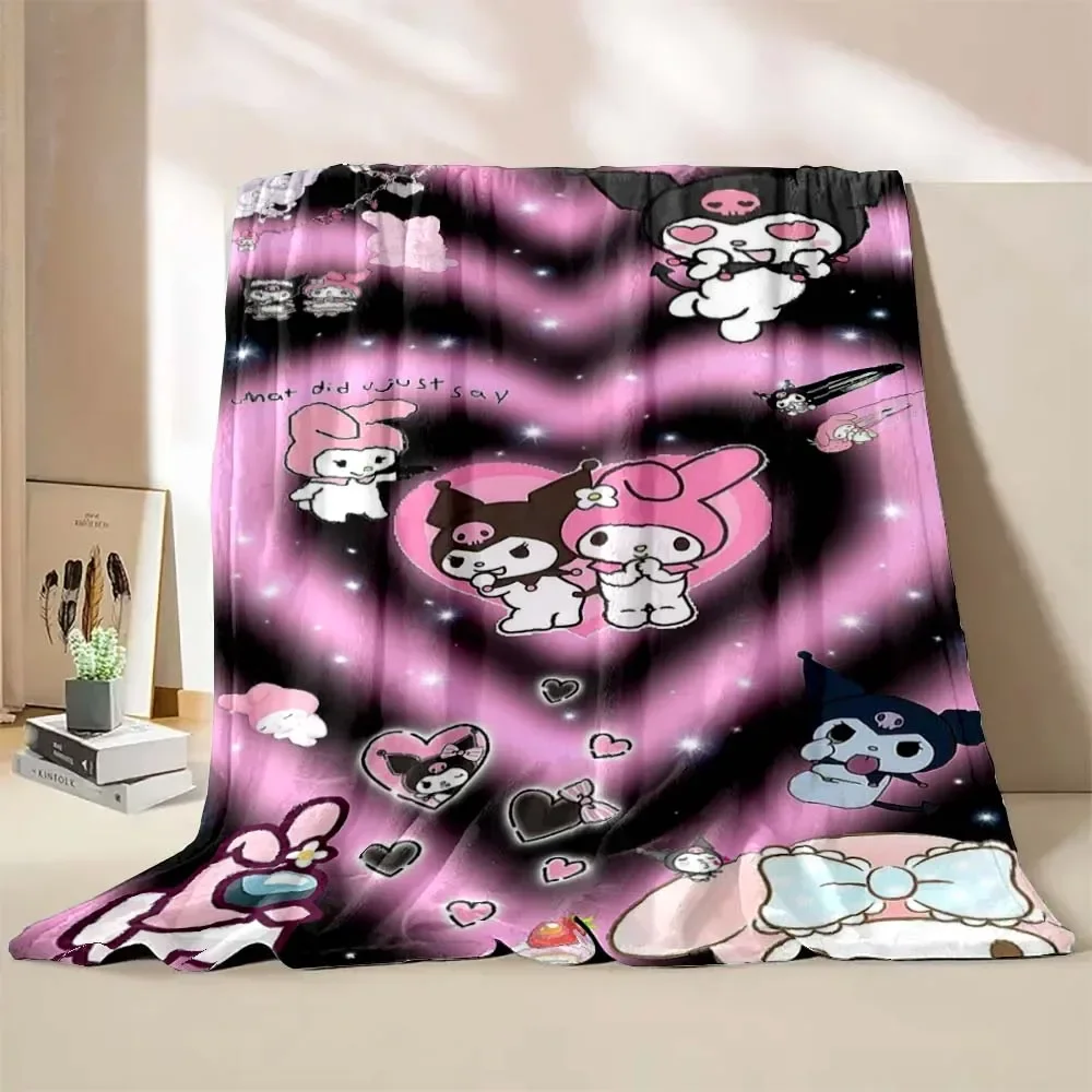 

Kuromi Cute Cartoon Flannel Blanket Soft Quilt Thicken Plush Nap Blanket Cartoon My Melody Sofa Blanket Child Aldult Gift