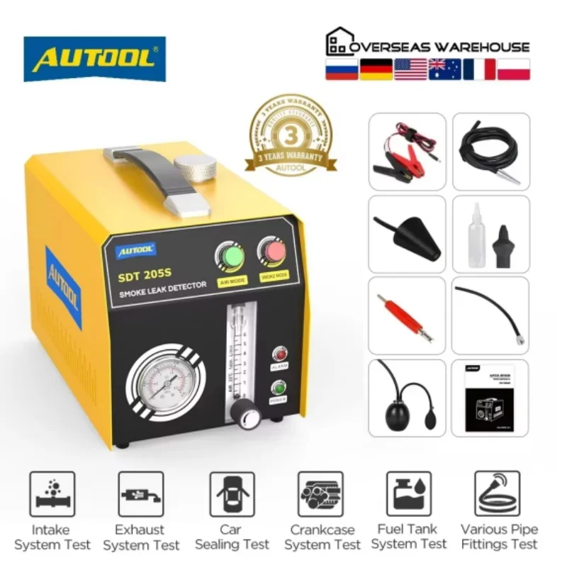 AUTOOL SDT205S Car Smoke Leak Detector Pipe Leak Locator Automotive EVAP System Smoke Leakage Analyzer Detector Diagnostic Tool