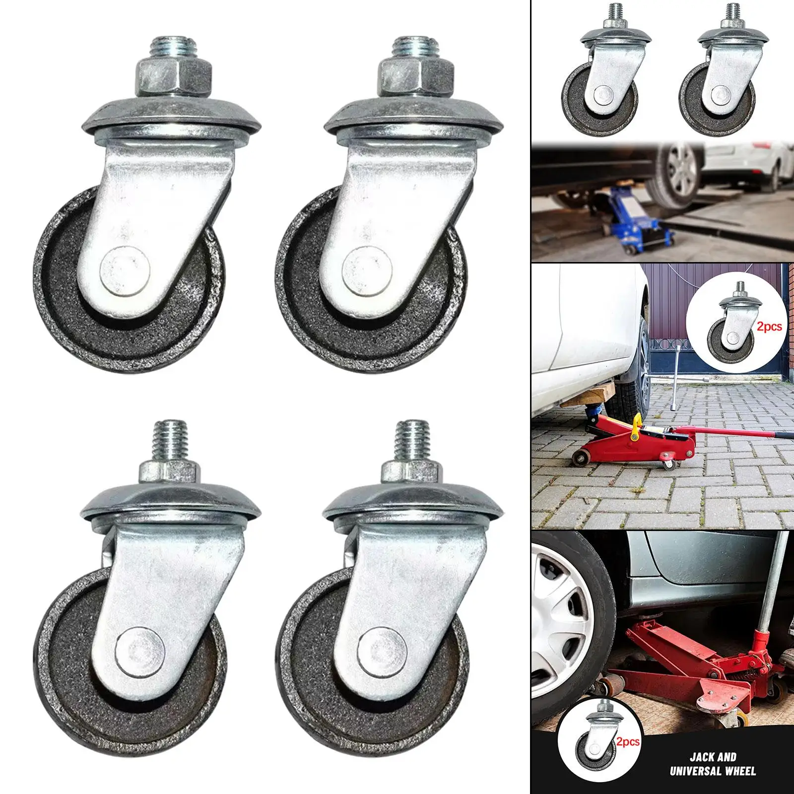 

1 Pair Generic Floor Jack Casters Easy Installation Horizontal Jack Casters