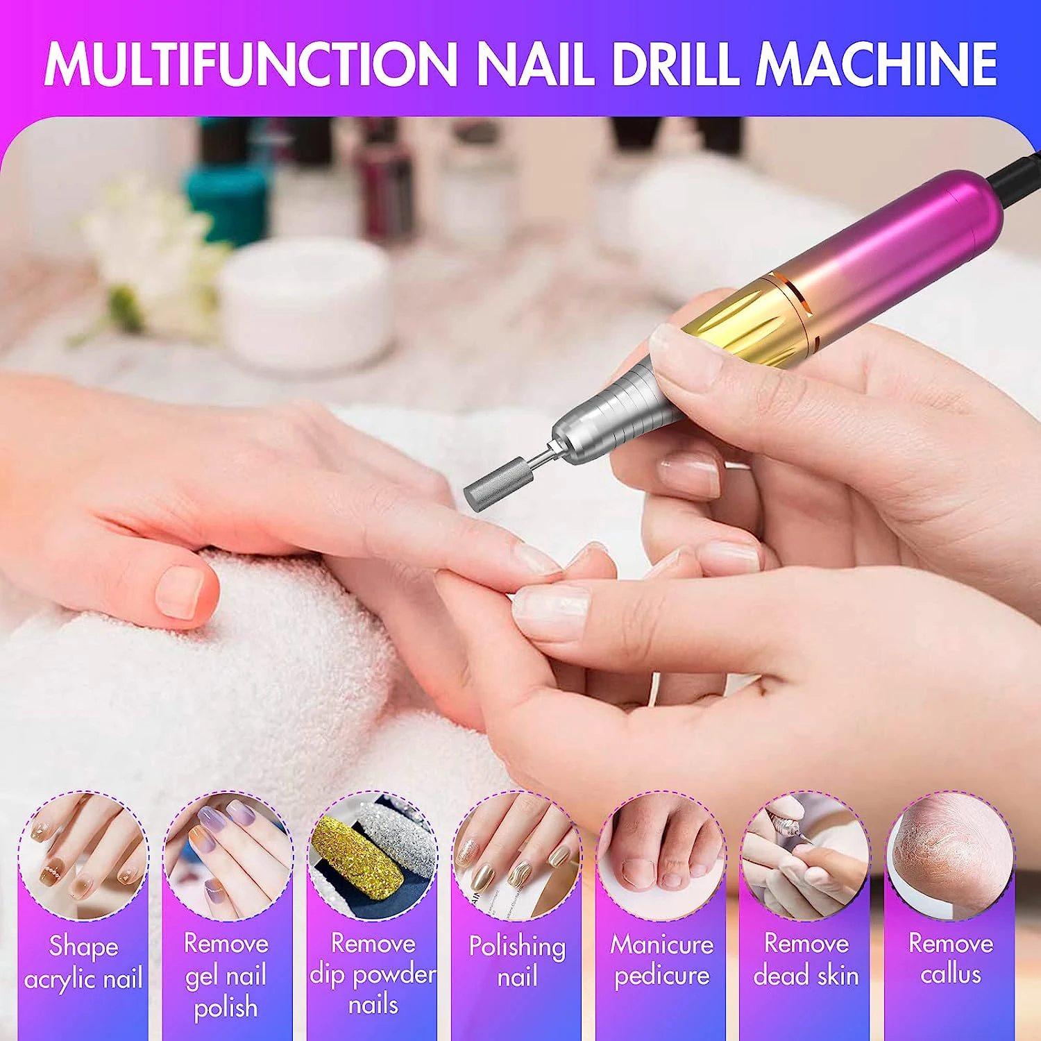 45000Rpm Nagelboormachine Oplaadbare Nagelvijl Nagels Accessoires Gel Nagellak Schuurmachine Professionele Tool Manicure Set