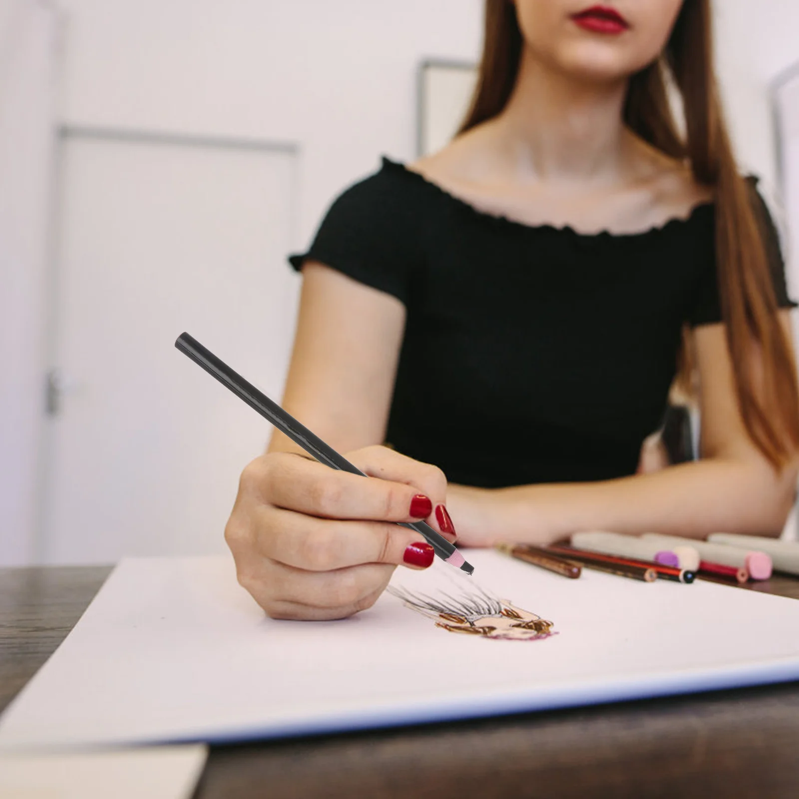 12 قطعة قلم تحديد قابل للتقشير قلم شحم أسود للسيراميك والزجاج القماش الحرفية لتقوم بها بنفسك لوازم الفن الصينية الصناعية #5