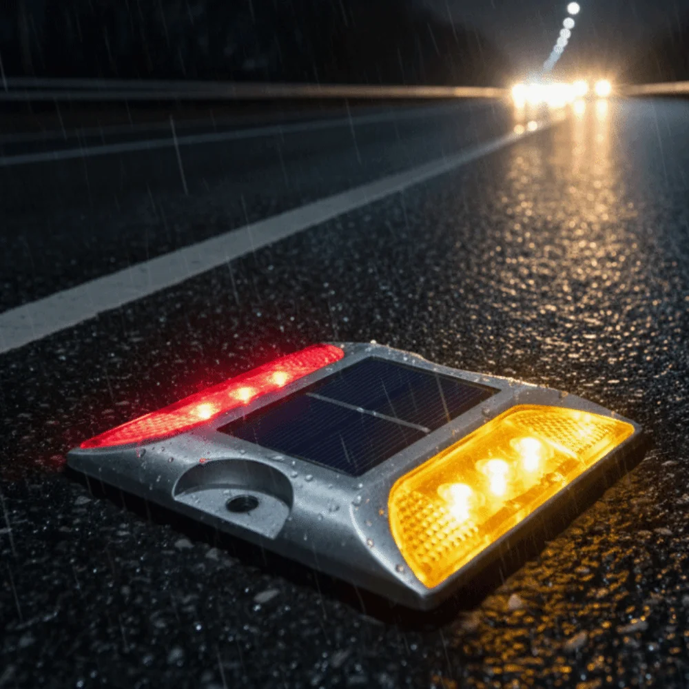 Solar Powered Solar Road Stud Light Outdoor Lighting Durable Traffic Marker Light Reflective Double Side LED Ground Light
