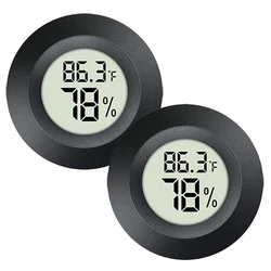 1/2 Pcs Mini Hygrometer Thermometer Fahrenheit or Celsius Meter Digital LCD Monitor Indoor Room Round Humidity Temperature Gauge