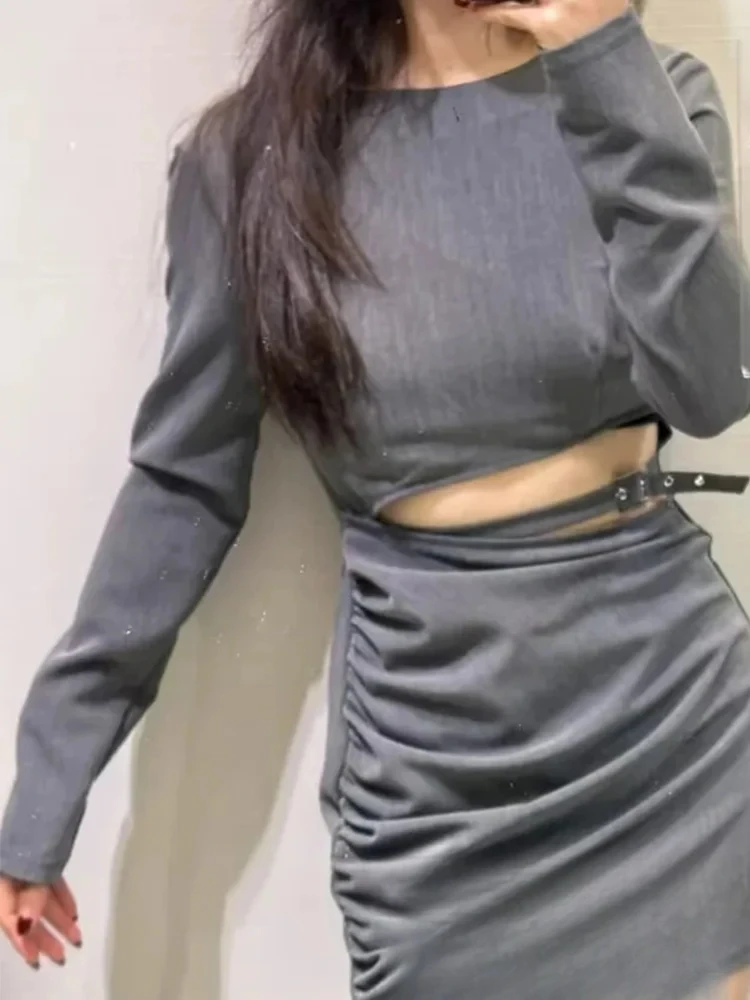 ชุดเดรสผู้หญิง KONDALA สไตล์เซ็กซี่เก๋ไก๋ ดีไซน์เว้าช่วงเอว คอทรงโอ พร้อมซิป ชุดมินิเดรสแฟชั่น ฤดูใบไม้ผลิ/ฤดูร้อน 2025 สไตล์โบฮีเมียน สำหรับงานปาร์ตี้