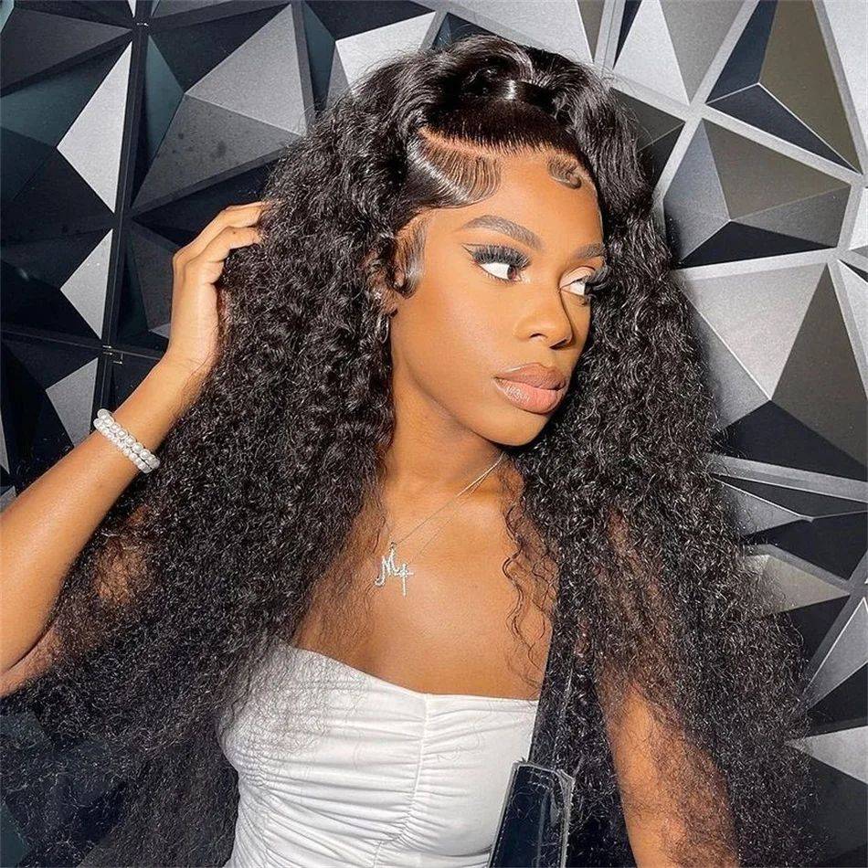 باروكة من شعر طبيعي مجعد 30 34 بوصة Hd شفاف فضفاض موجة عميقة شعر مستعار أمامي موجة المياه الدانتيل شعر مستعار أمامي خصلات الشعر المستعار الإنسان للنساء