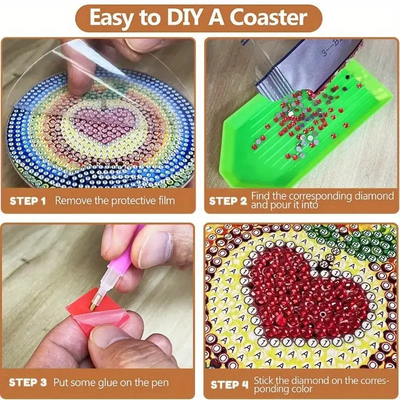 6 Diamond Painting Coaster Kit, Adult DIY Soccer Diamond Art Coaster, Philadelphia Arts and Crafts Gift Diamond Dot Kit