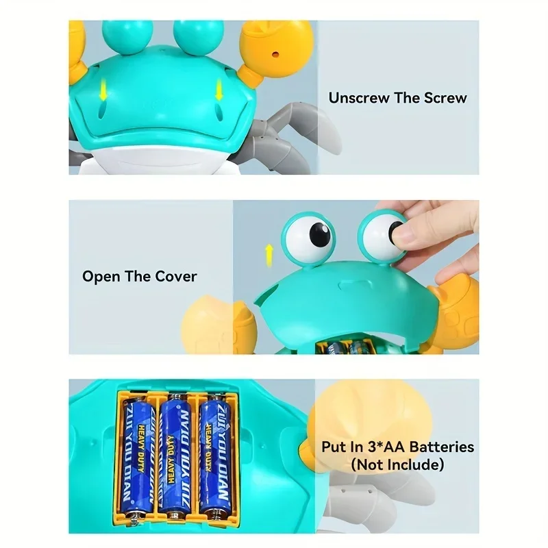 Indução escape caranguejo elétrico animais de estimação brinquedos musicais criança rastejando brinquedos interativos para crianças presentes de natal
