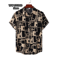 Men's Hawaiian Printed Vintage Floral Blouse Shirt Summer Loose and Breathable Short Sleeve Harajuku Slim Fit Formal Clothes Top