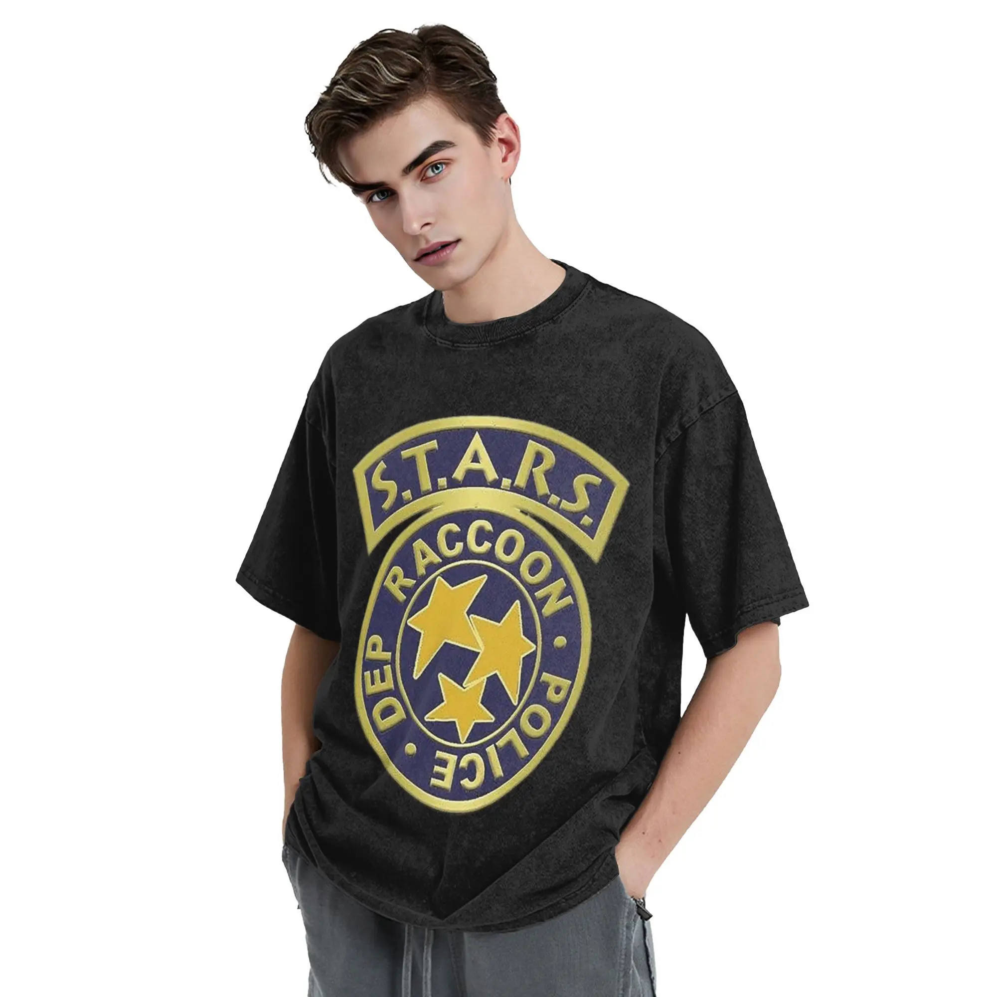 

Stars Logo Residents Evils Game T-Shirt for Men Cotton Oversized T Shirts Men's Tees Short Round Neck Summer Clothes Tops S-2XL