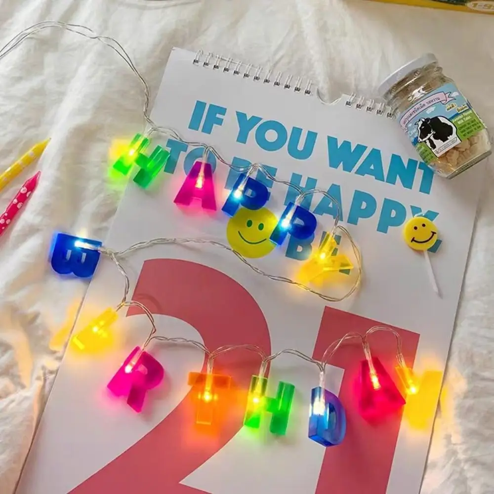 

Colorful Happy Birthday Light String Beautiful Warm Props Color LED Letter Lamp Durable Romantic