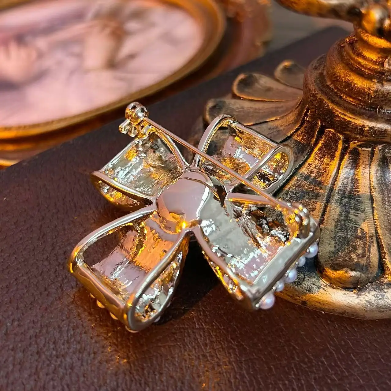 bow brooch vintage premium cross pearl brooch necklace pendant