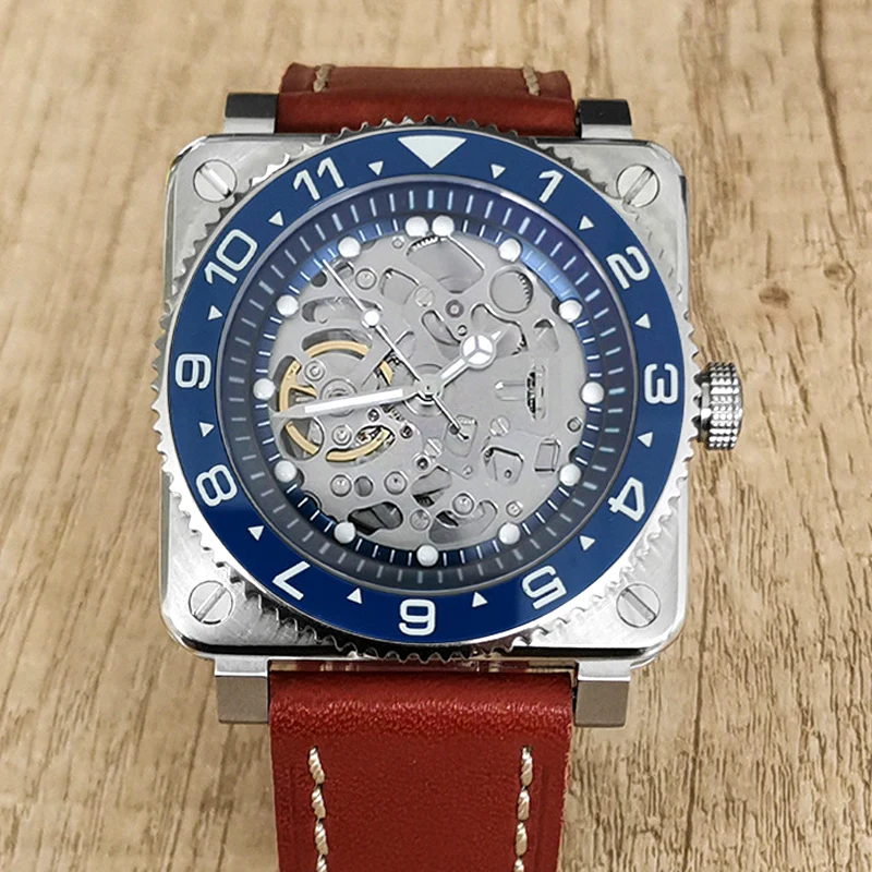 Mod Seiko NH70 skeleton Chapter Ring for Japan NH70 Movement OD 28.5MM ID 24.5MM Men Watch Case Accessories Green Luminous Ring