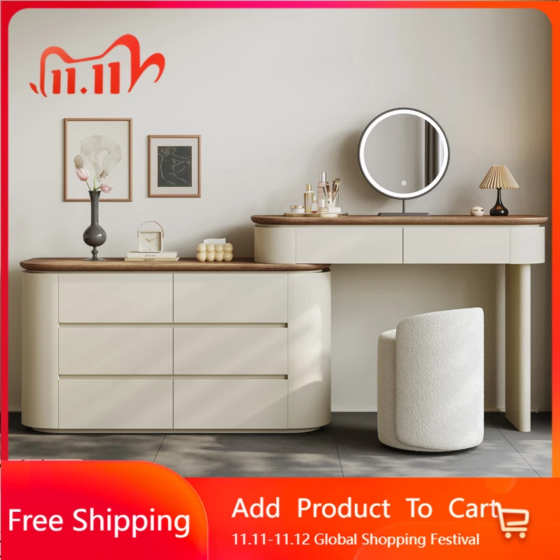 

Regale Makeup Vanity Table Light Mirror Glamour Italian Style Dressing Table Design Retractable Reception Beauty Home Furniture