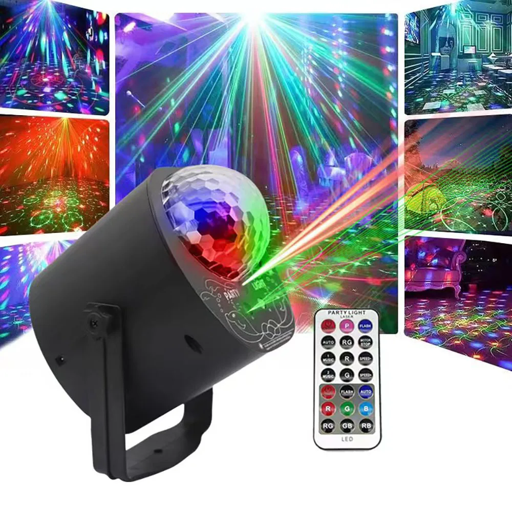 3-in-1 disco ball light Bar Ballroom Stage light Party wedding remote control laser light Halloween Christmas Festival flash