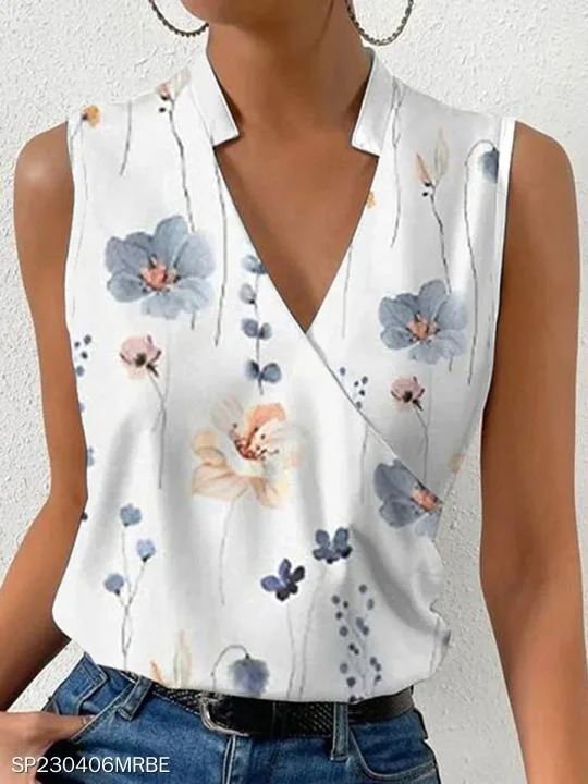 Women Blouses Sexy Flowers Print Ladies Shirts And Tops 2024 Summer Fashion Sleeveless Blouse Ladies Clothes Mujer De Moda