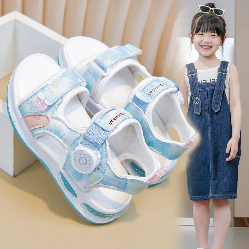 Mumoresip Kids Fashion Sports Sandals 2026 Summer New Girls Beach Shoes Open Toes Breathable Children Casual Sandals Lightweight