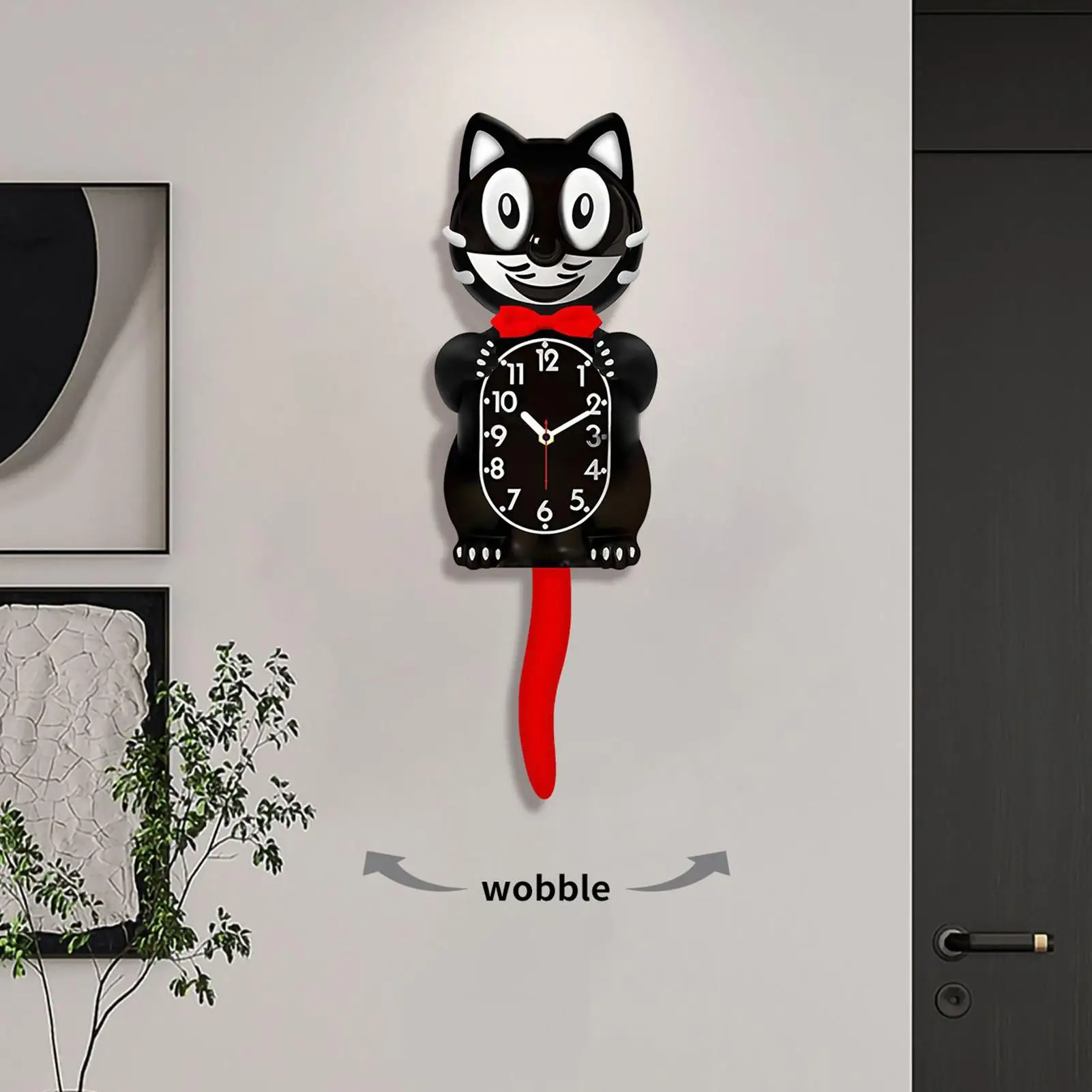 Cute Cat Classic Clock With Swing Tail PendulumCreative Design Gift Retro Decoration Tail Hanging Clock For Kitchen Study Home​
