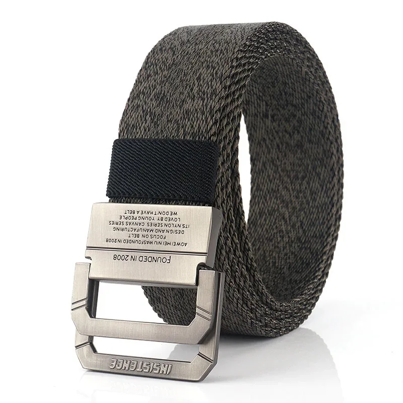 Double Loop Buckle Nylon Belt Woven Belt Versatile Casual Jeans Pant Belt for Men and Women