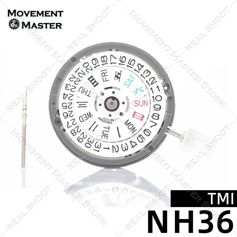 Il nuovo movimento meccanico automatico giapponese NH36A movimento doppio calendario sostituisce gli accessori del movimento dell'orologio 4R36/7S36