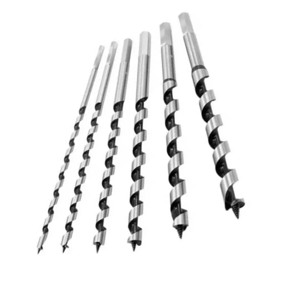 6pcs Hex Shank Auger Drill Bit Set 9 Inch Length 1/4 To 1 Inch Ship Auger Bits Twist Design Wooden Storage Box Long Auger Bits