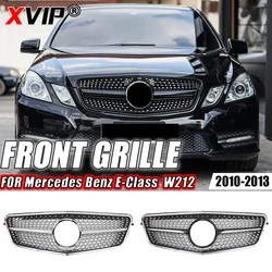 XVIP Chrome Silver AMG Style Front Bumper Grille For Mercedes Benz E W212 E250 E300 E350 E500 10-13 Diamonds Style Racing Grille