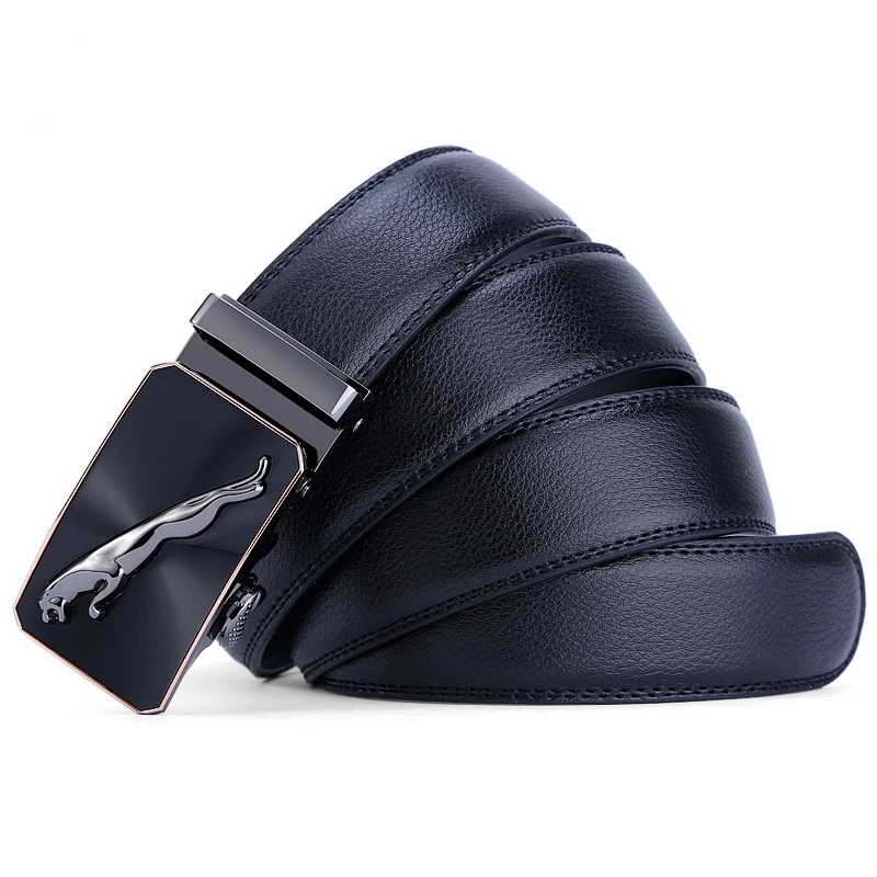 Dante brand men's leather genuine belt black fashion alloy luxury automatic buckle youth leather simple business men's belt