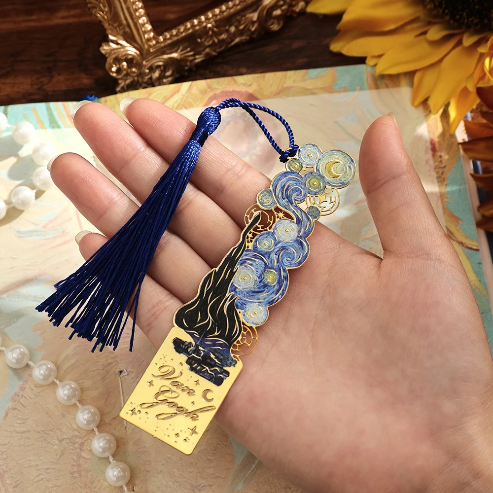 1 قطعة المرجعية المعدنية الفنية خمر ، تصميم اللوحة جوفاء مع شرابة طويلة لمحبي الكتاب مكتب القراءة هدية القرطاسية