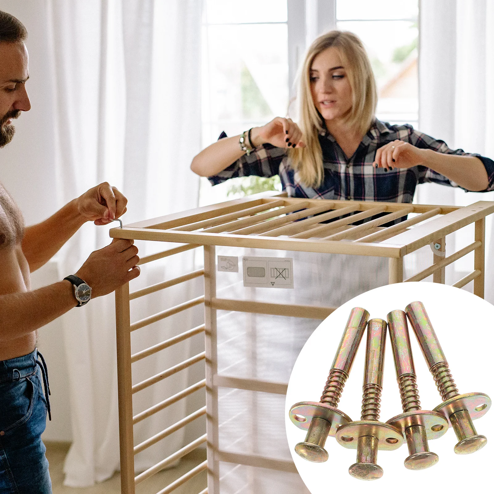 

4 Pcs Spring Loaded Plunger Latches Durable Iron Bed Fastening Fittings Crib Hardware Easy Install Corrosion Resistant Long