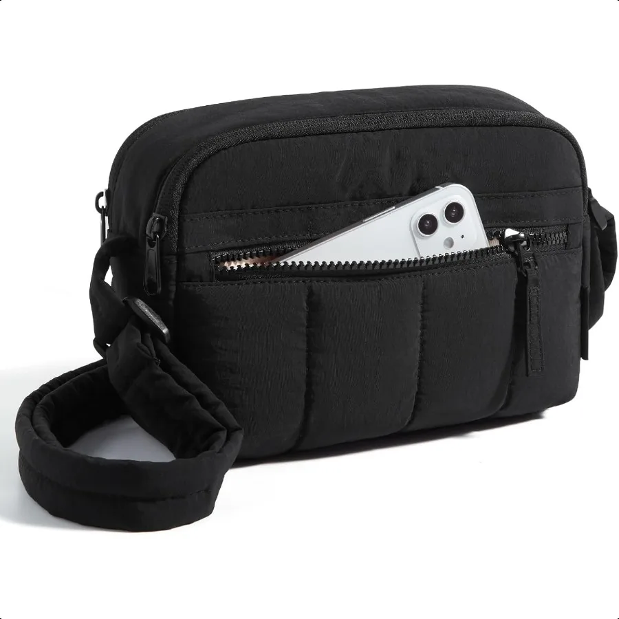 

Cross Body Purse Mini Crossbody Bags for Women Travel Purse Puffy Shoulder Handbag Wallet with RFID Blocking Slots