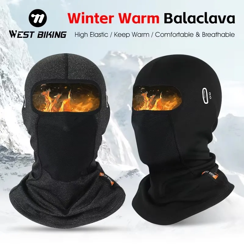 WEST BIKING Winter Windproof Cycling Cap Thermal Full Face Cover Balaclava Sun UV Protection Cycling Headwear Face Cap Bike Hats