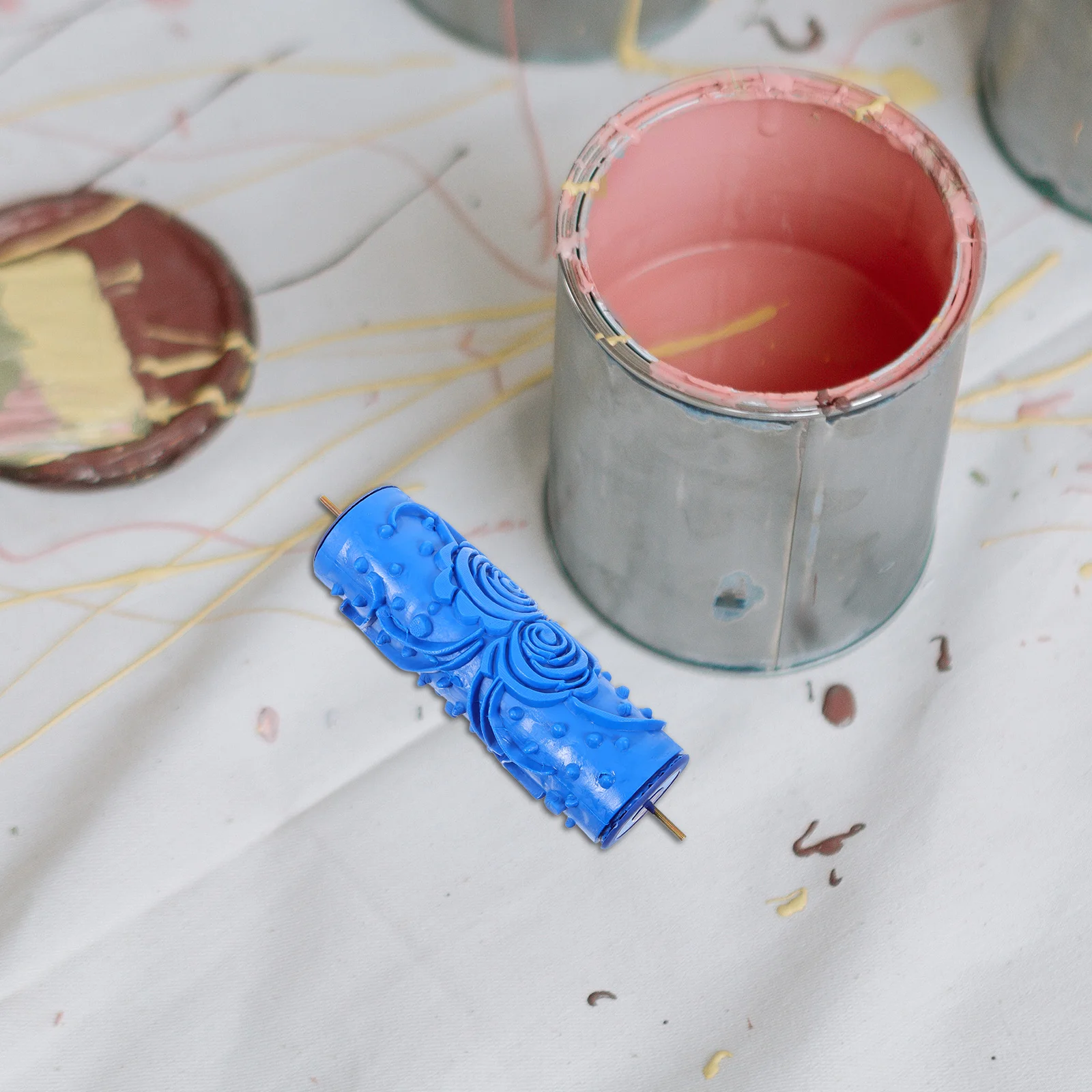 

Pattern Paint Roller Rubber Glue Roller Blue Grain Printing Tool Wall Decoration Wallpaper Effect Grain Rollers