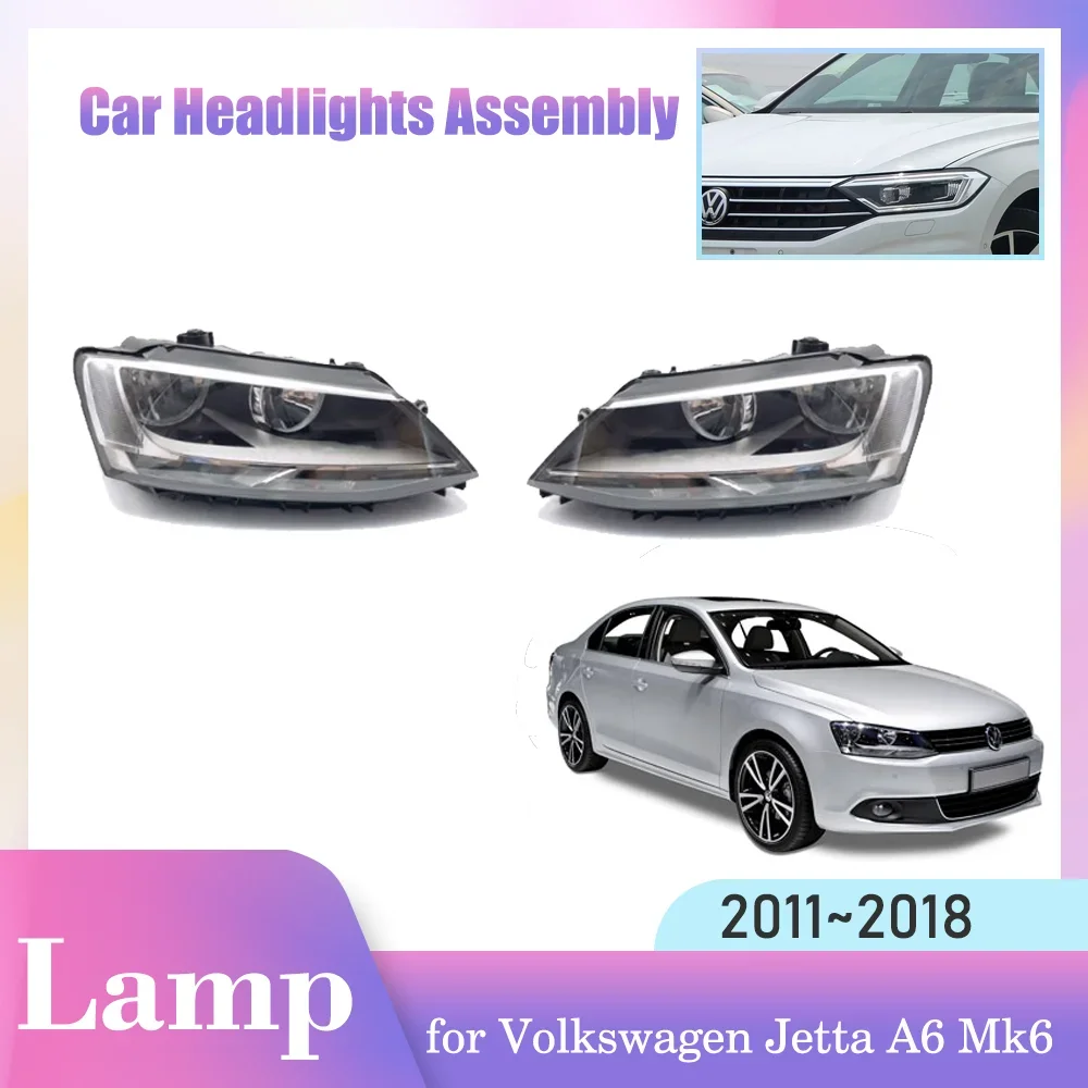 Car Headlights Assembly for Volkswagen VW Jetta A6 Mk6 Vento GLI 2011~2018 Fog Light Halogen Corner Lamp Warning LED Accessories