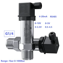 G1/4 Pressure Sensor Transmitter -100Kpa-100Kpa 0-0.5bar 100bar 200bar 500bar to 4-20mA 0-10V Pressure Transducer 0-3.3V RS485
