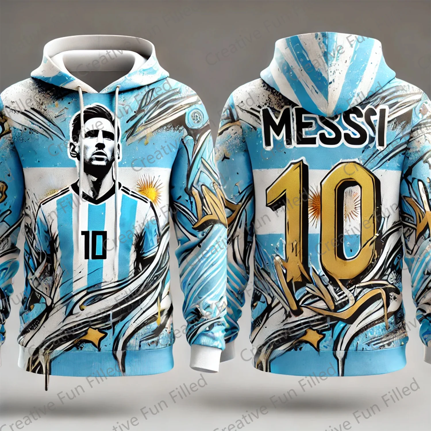 Sudadera con capucha de manga larga con diseño de grafiti especial, GPT, MESSI 10, otoño e invierno, novedad de 2024