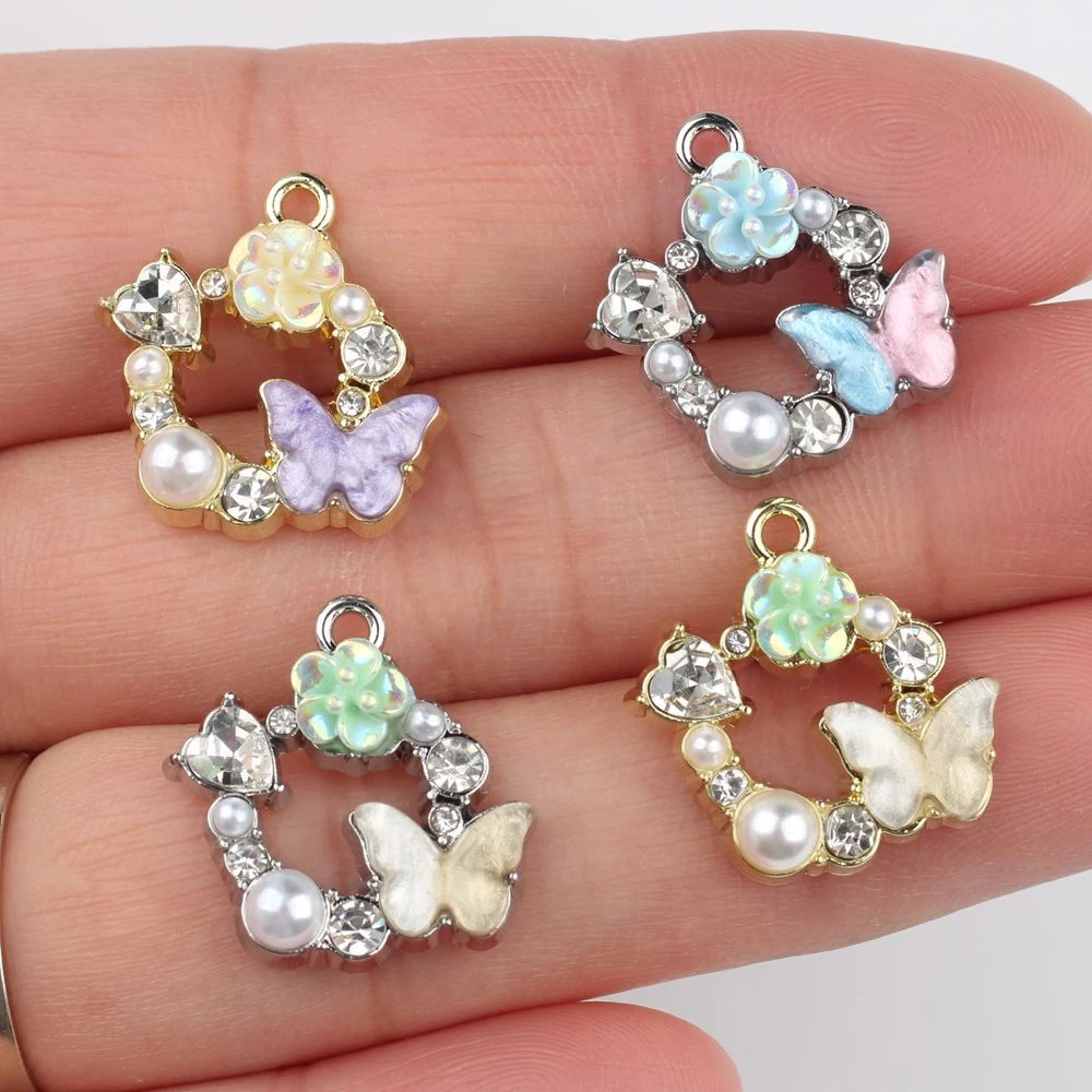 6pcs Fashion Hollow Out Garland Butterfly Shape Pendant Earring Necklace Bracelet Jewelry Making Accessories DIY Handmade Gifts