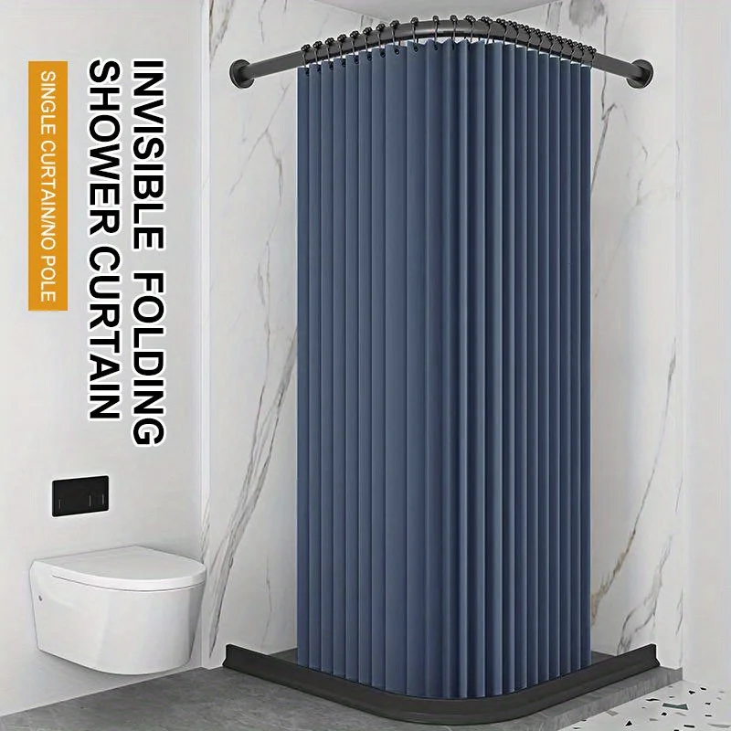 

Foldable Magnetic Shower Curtain Waterproof Privacy Bath Screen Divider for Home Apartment Hotel Modern Bathroom Style