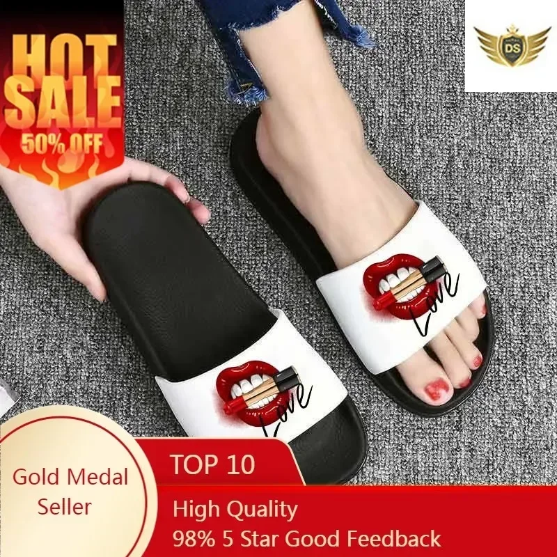 

Cartoon lip Women Slippers Cute Red mouth Home Slippers Summer Sandals Slides Women Shoes Flip Flops Sandalias Mujer