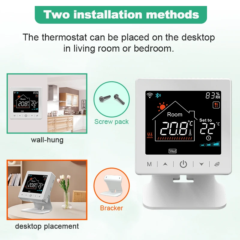 Tuya-Contrôleur de température RF sans fil WiFi, gaz, batterie, fonctionne avec Alexa, Google Home, Alice