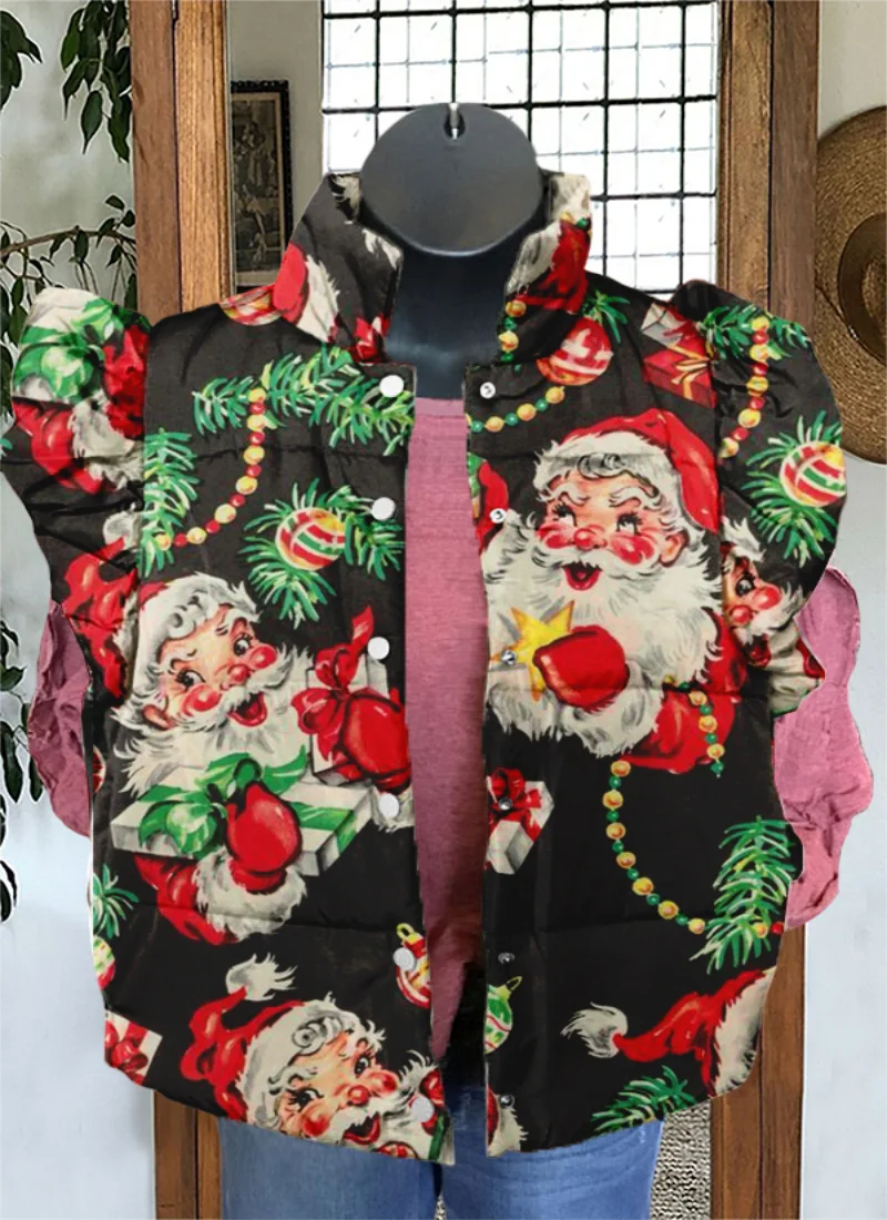 2024 Herfst/Winter Nieuwe Vrouwen Fluwelen Tank Top 3D Digital Printing Dier Patroon Vrouwen Kerst Nieuwe Stijl
