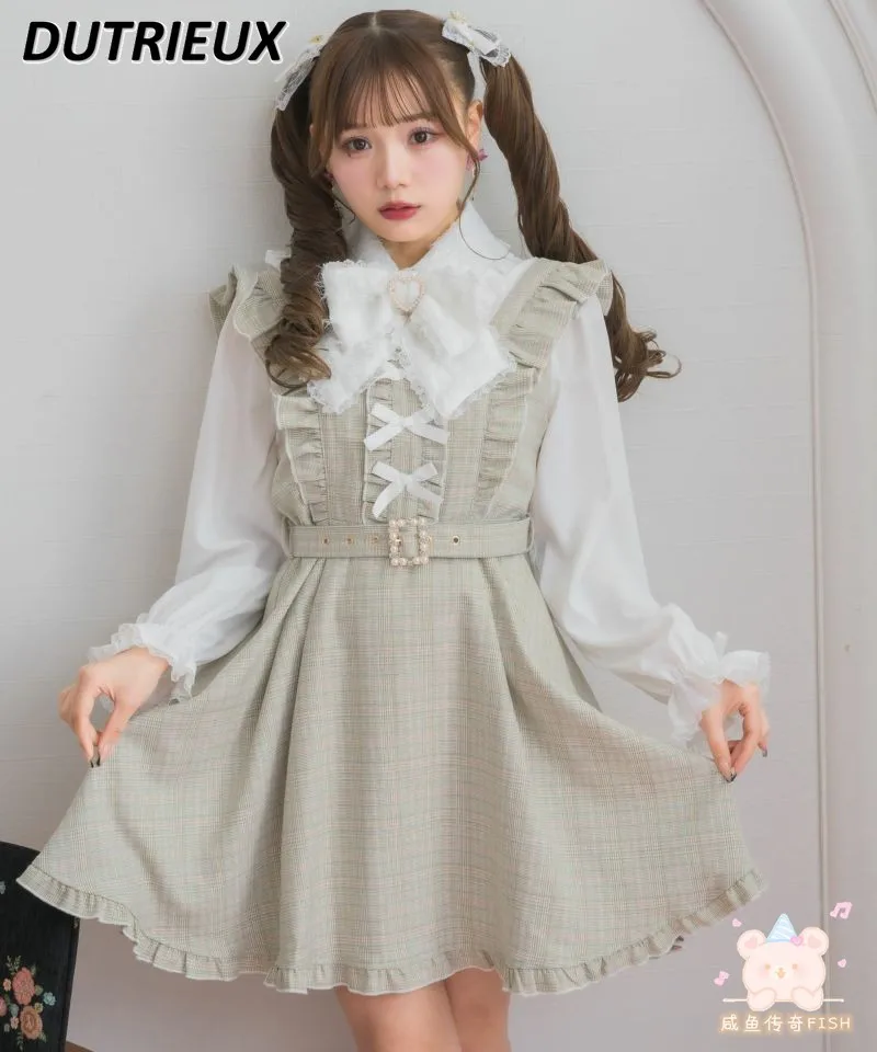 

RJ New Bow Rhinestone Belt Sweet Flying Sleeve Dress Mine Series Mass-Produced Sleeveless Cinched Waist Suspenders Dresses