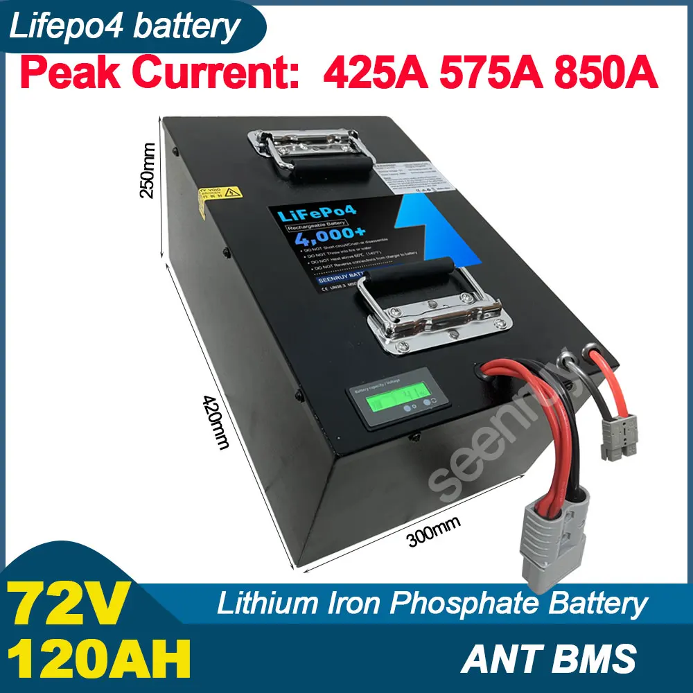 

72V 120Ah Lifepo4 With Charger 170A 230A 340A Lithium Phosphate Battery Perfect For Dirt E-Bike Motorcycle Electric Scooter