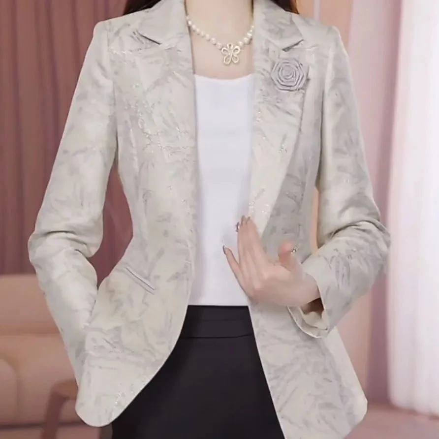 205 neue Frühling Herbst Chic Casual Professionelle Blazer Jacke Outwear frauen Schlank Gedruckt High-End-Langarm Anzug Jacke tops