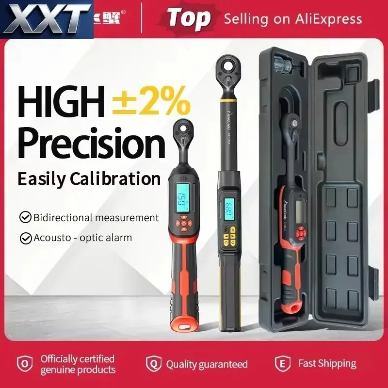 XXT  Digital Torque Wrench 1.5-340N.m 2% Accuracy Preset Values with Buzzer, LED Flash & HandleVibration