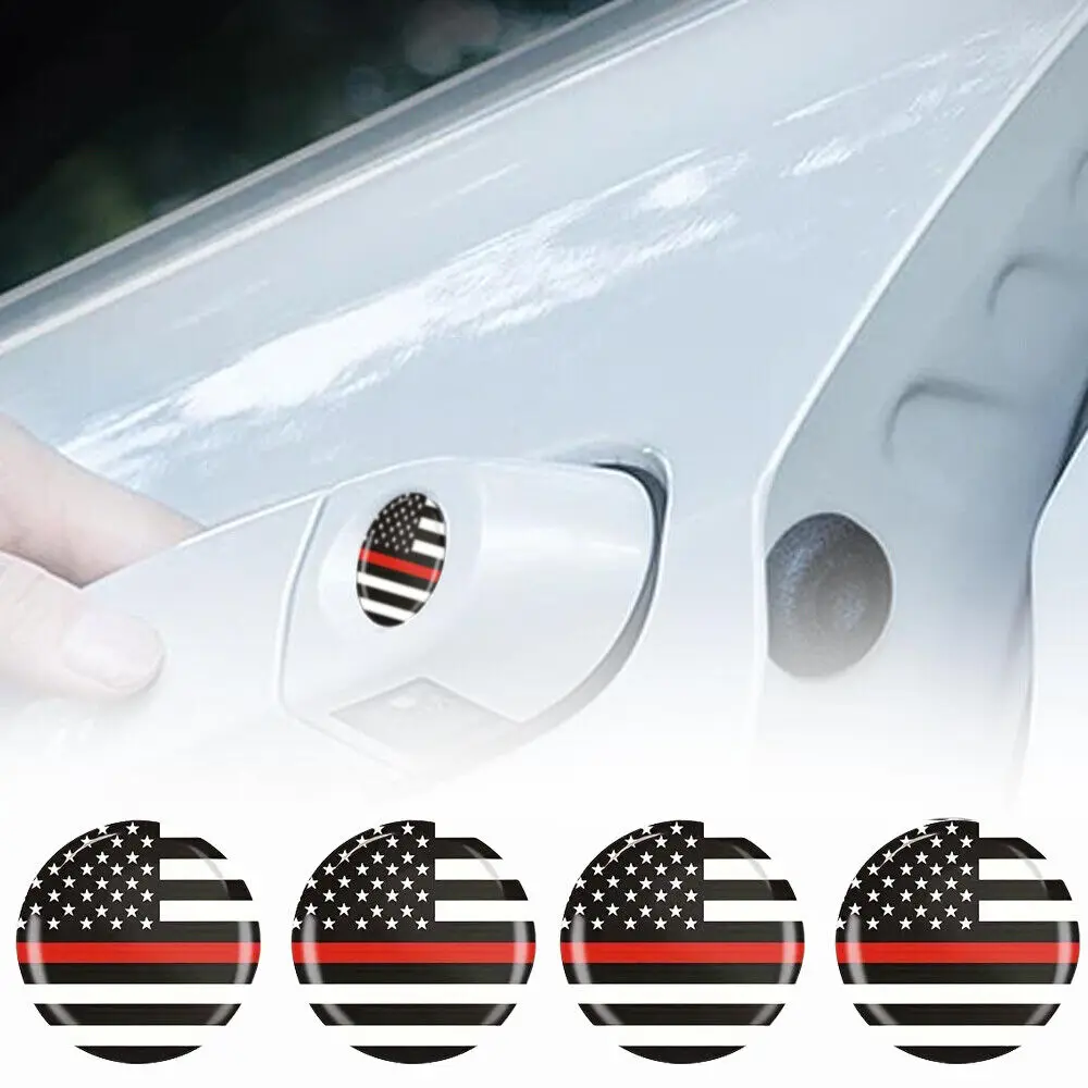 

4PCS 20mm Car Door Lock Protector Cover Stickers Car Keyhole American Flag Styling Stickers Decal Auto Exterior Accessories