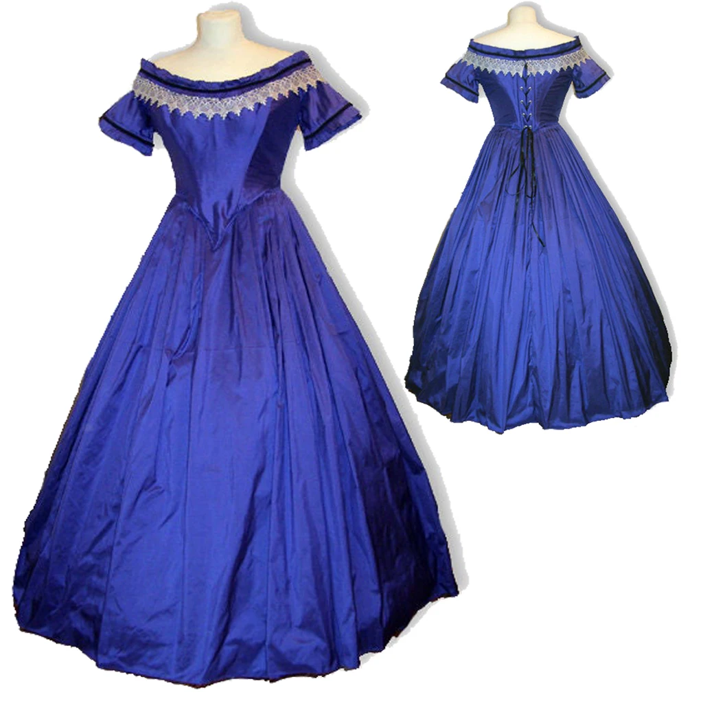 

Civil war Ball Gown 1860s Victorian Rococo dress Gown Theater Victorian civil war Theater blue evening dress princess dress gown