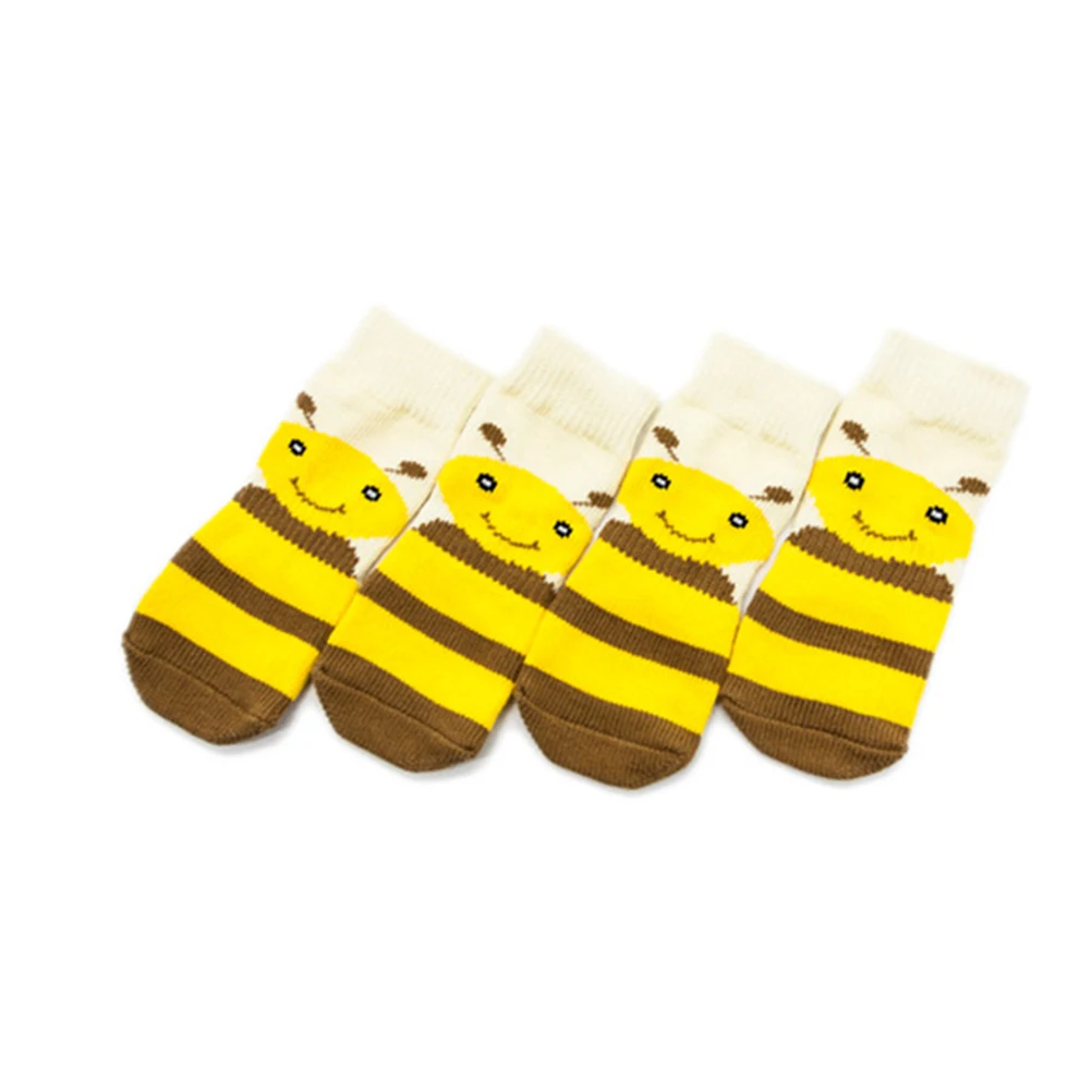 

4pcs Soft Cotton Anti Slip Large Stretch Durable Protect Striped Pet Socks Feet Cold Snow Pet Dog Socks Supplies Doggie