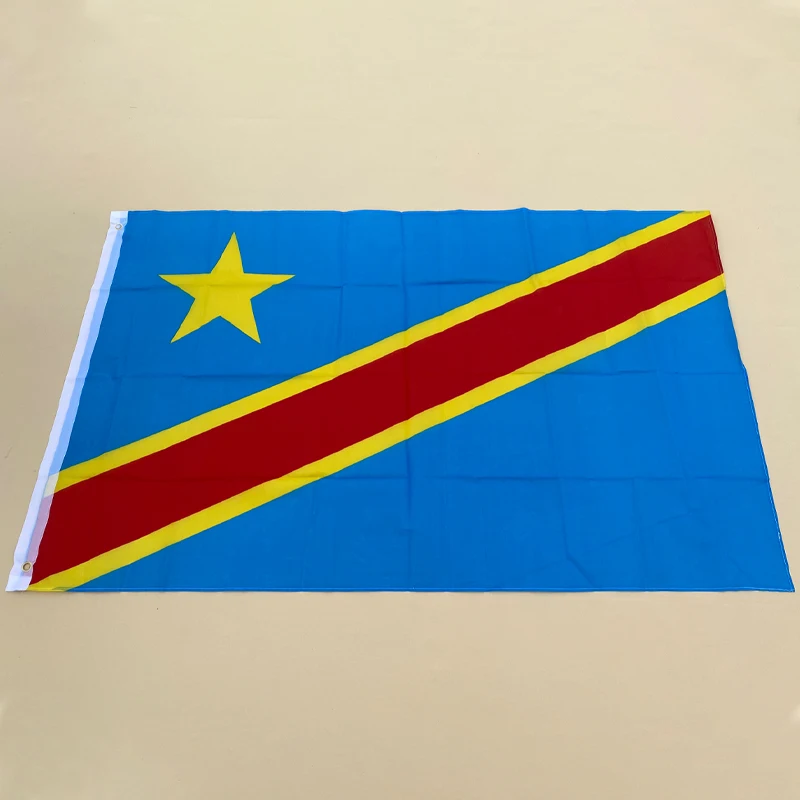 EOODLOVE FLAG Congo Flag 90X150cm Democratic Republic of Congo Flag 3x5 feet Flag Family Activity Decoration Flag Customizable