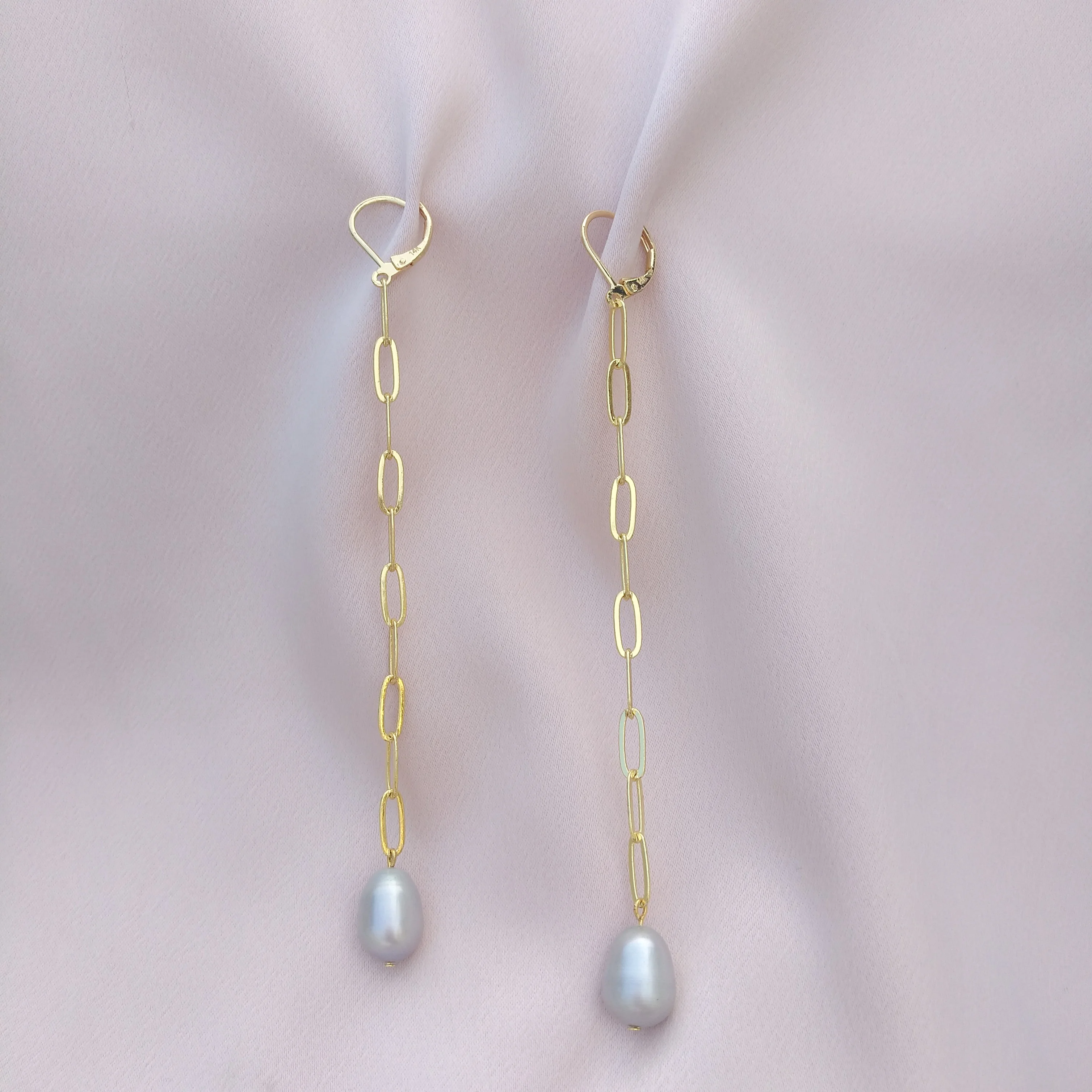 Charming Design Natural South Sea Gray Oval Pearl Long Earrings Hook For customization, size, length, please contact